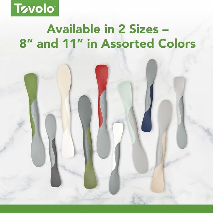 Tovolo Mini Scoop and Spread Tool for Kitchen Meal Prep Small Sandwich Spreader Spatula for Peanut Butter Jelly, Silicone BPA Free Dishwasher Safe Scooper Spreader, Cayenne Red and Oyster Gray
