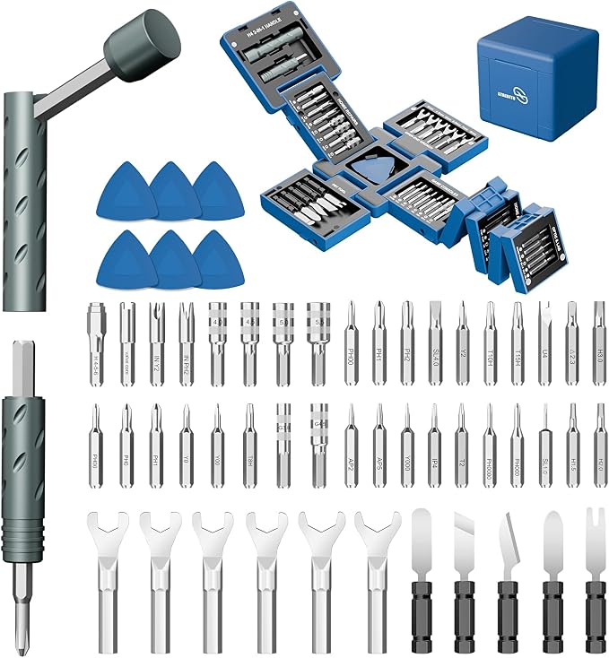 STREBITO Precision Screwdriver Set, 55 in 1 Electronics Repair Kit | Compact Magnetic Screwdriver Set with 2-in-1 Handle, Mini Wrenches, Pry Tools and 36 CRV Bits for Computer, Laptop, Eyeglass