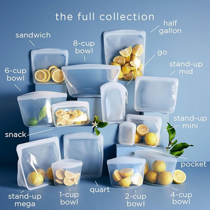 Stasher Premium Reusable Silicone Sandwich Bags, 2-Pack, Aqua, 28 oz | Food-Safe Silicone, Leak-Free, BPA-Free, Eco-Friendly, Freezer, Microwave, Dishwasher, Oven Safe, Meal Prep, Lunch Container