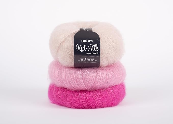 Mohair and Silk Yarn Drops Kid-Silk, 0 or Lace, 2 Ply, 0.9 oz 230 Yards per Ball (04 Old Pink)