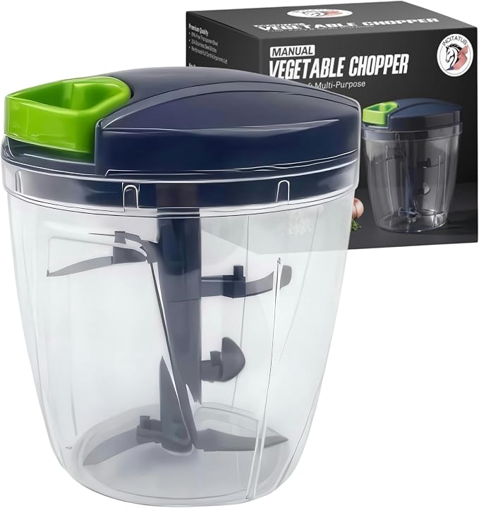 INCITATUS - Manual Garlic Chopper - Pull String Chopper - Manual Food Processor - Vegetable Cutter 30 fl oz - Pull Cord Onion - BPA Free Bowl & Stainless Steel Blades