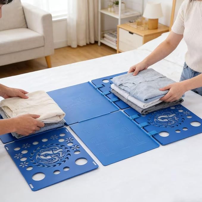 Adult Clothes Folding Board, Blue Plastic Laundry Organizer with Dragon Design, T-Shirt Folder Helper for Fast Folding (BLUE)