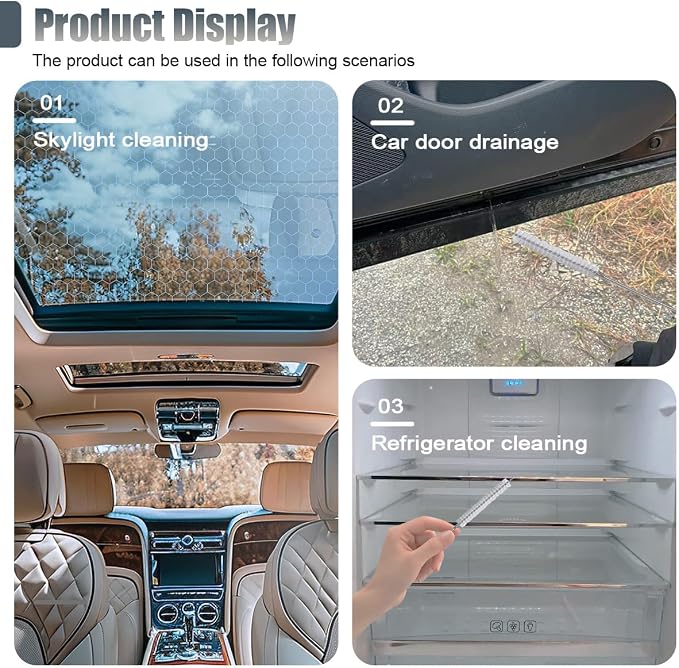 Long Drain Wire Brush, 60 Inch Flexible Pipe Tube Brush, Nylon Stainless Steel Sunroof Drain Cleaning Tool & Straw Cleaning Brush for Home, Kitchen, Fish Tank, Water Pump Accessories