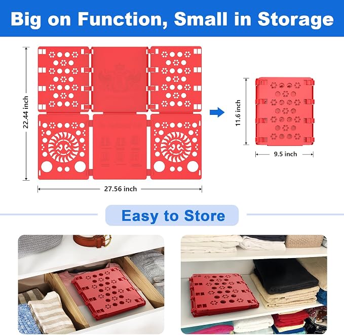 BoxLegend V3 Shirt Folder Board Tshirt Clothes Folding Board, Red | Shirt Folding Board,Durable,Laundry Sorter and Liner,Flip and Fold