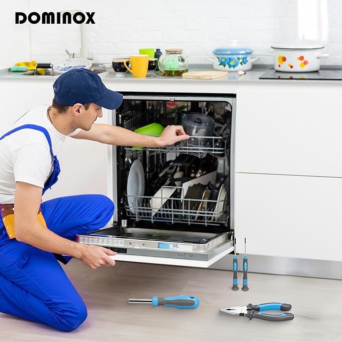 DOMINOX 25 Piece General Household Tool Set with Plastic Storage Toolbox, tool box for Home, Garage, Office