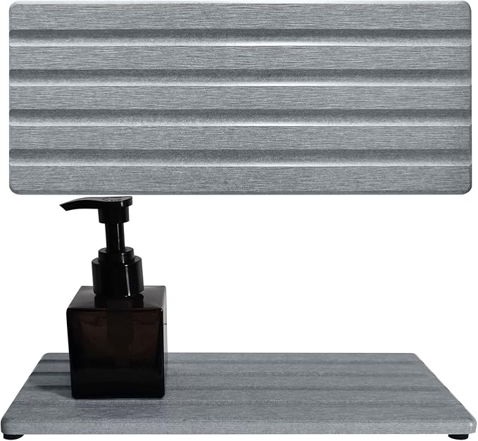 Diatomite Soap Dish, Water Absorbing Stone Tray, Kitchen Sink Organizer, Fast Drying Counter Holder (Grey, 9.5" x 4"/24 x 10cm)