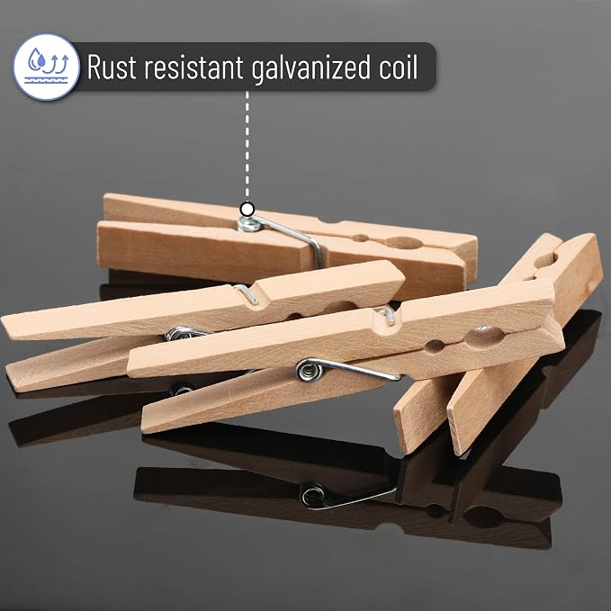 Mr. Pen- Large Wooden Clothes Pins, 4 Inch, 100 Pack, Heavy Duty Natural Wood Clips for Crafts, Classroom Projects, Hanging Photos, Chip Bags, Decoration, Rust Resistant Spring