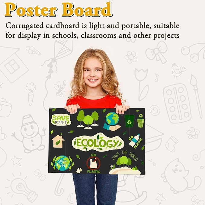 AKONEGE 3PCS Black Trifold Poster Board 21"x14" for Display & Presentation | Mini, Corrugated Cardboard, Display Board, Presentation Board, Ideal for School Project, Science Fair, Business Exhibition