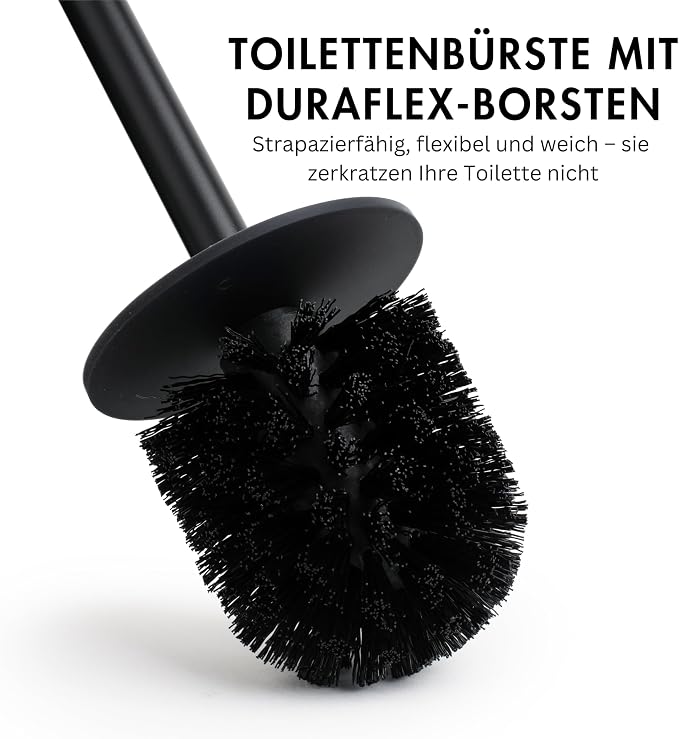 Yew Design Matte Black Toilet Bowl Brush for Bathroom with Holder - Bathroom Cleaner Scrubber with Sleek Design, Sturdy, and Durable Bristles
