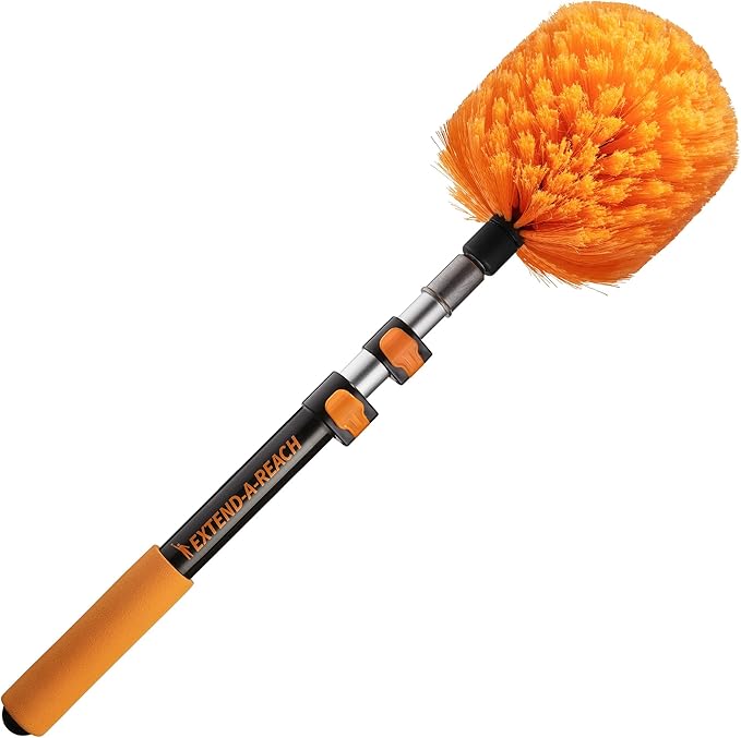 18-48״ Cobweb Duster with Extension Pole Outdoor & Indoor | Cobweb Brush and Spider Web Remover for Outside & Inside Use // Spider Brush with Lightweight & Sturdy Telescopic Pole