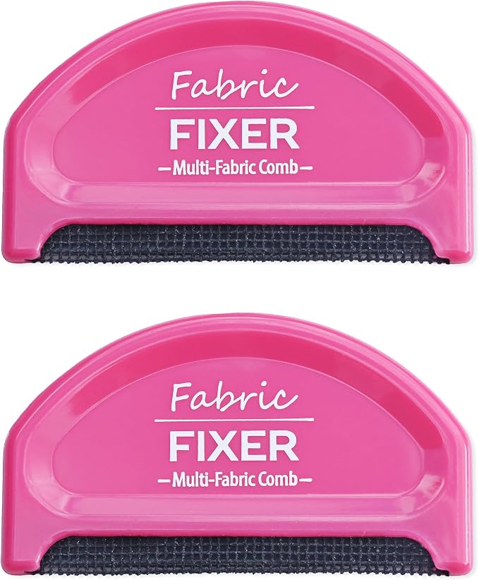 Multi-Fabric Depilling Comb for Sweater Pills and Fuzz (2-Pack Pink) Manual Fabric Defuzzer Wool Lint Shaver Comb Scraper for Clothing, Fleece, Furniture, Sheets and Other Fabrics