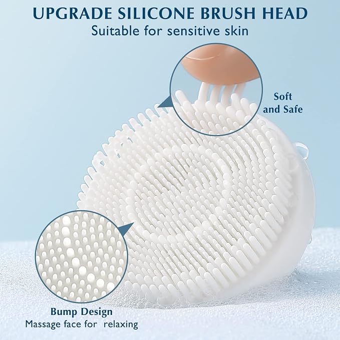 COSLUS Facial Cleansing Brush Silicone Face Scrubber: 2 in1 FBS-D Electric Exfoliating Device Waterproof Deep Cleaning Exfoliation Rotating Spa Machine - Electronic Skincare Wash Spinning System