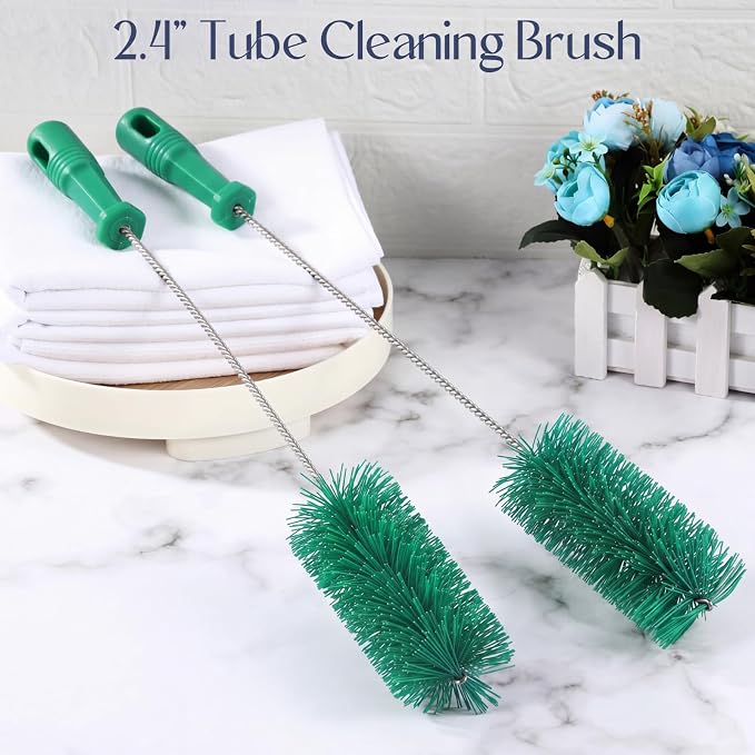 Baderke 2 Pieces Drain Brush Pipe Cleaning Tube Brushes 19.7 Inch Plastic Shower Pipe Flexible Cleaning Tool (Green,19.7 x 2.4 Inch)