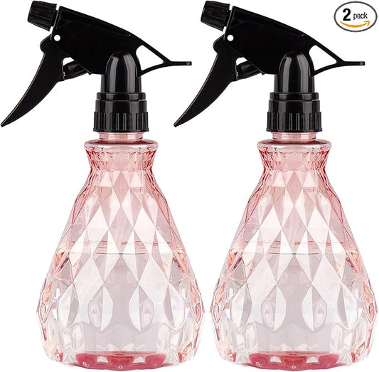 wugongshan 2 Pcs Spray Bottles, 500 ml/17 oz Empty Water Spray Bottles, Plastic Reusable Adjustable Mist Sprayer Squirt Bottles Containers Refillable for Cleaning Solutions, Gardening, Plants (Pink)