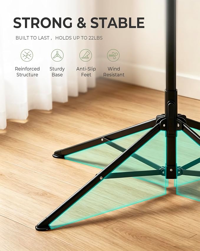 JS HANGER Rotary Clothes Drying Rack, 65 ft Outdoor Umbrella Drying Rack with Easy Push-Pull Handle, Foldable Laundry Drying Rack for Balcony, Patio & Backyard, Space-Saving Air Dryer