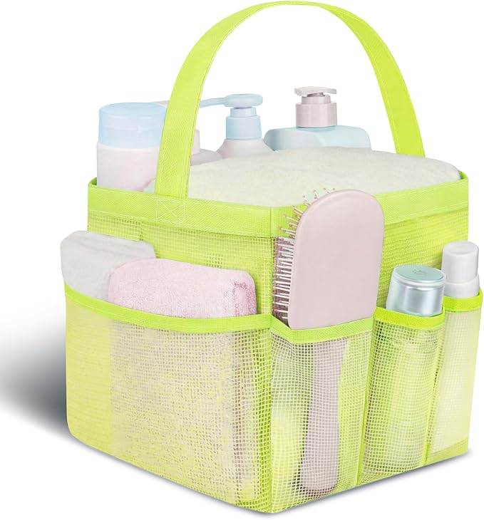 Attmu Mesh Shower Caddy Portable for College Dorm Room Camping Essentials, Shower Caddy Dorm with 9-Pockets, Large Capacity Hanging Basket Bathroom Bag for Toiletry, Swimming, Gym, Camp, Beach