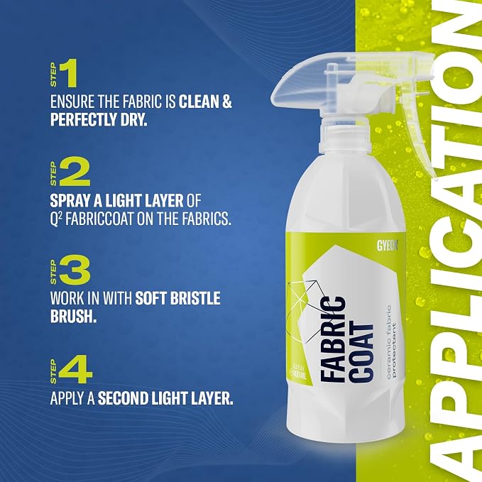 Gyeon Quartz Fabric Coat Super‑Hydrophobic UV‑Resistant Ceramic Textile Pro | Super-hydrophobic ceramic textile protectant repels stains and supports self-cleaning protection on upholstery and fabric