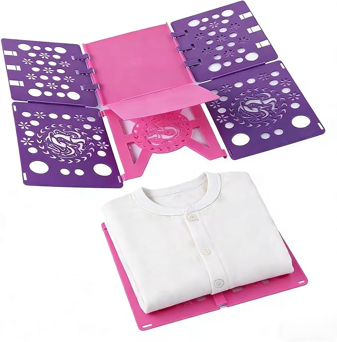 Color-Blocked Adult Folding Board, Purple and Pink Clothes Folder Organizer (Rose red and purple)