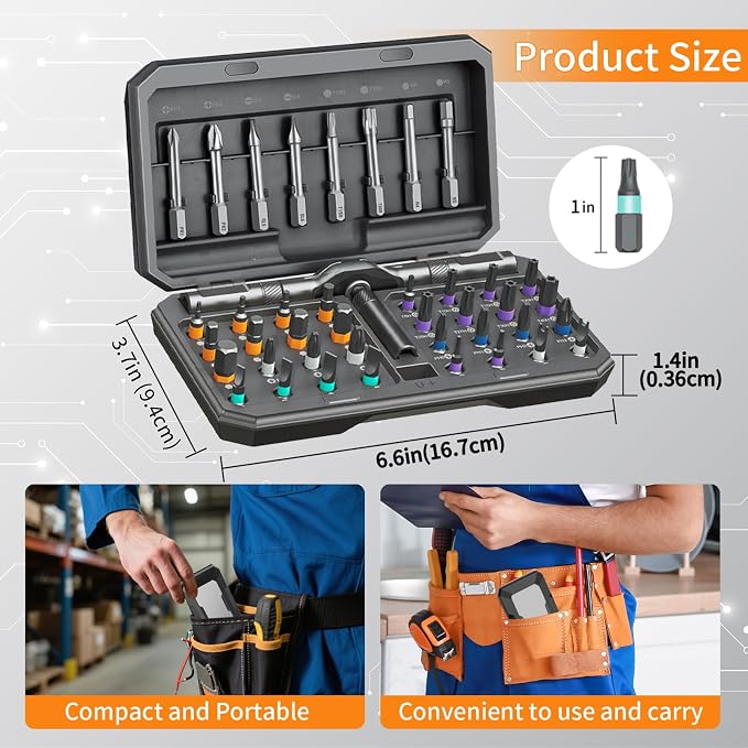 42 in 1 Magnetic Ratchet Screwdriver Set, Multi Bit DIY Magnetic Screwdriver Set with Detachable Ratchet Handle, Portable Precision Repair Tool Kit for Furniture, Electronics, Bicycle New Tools 2026