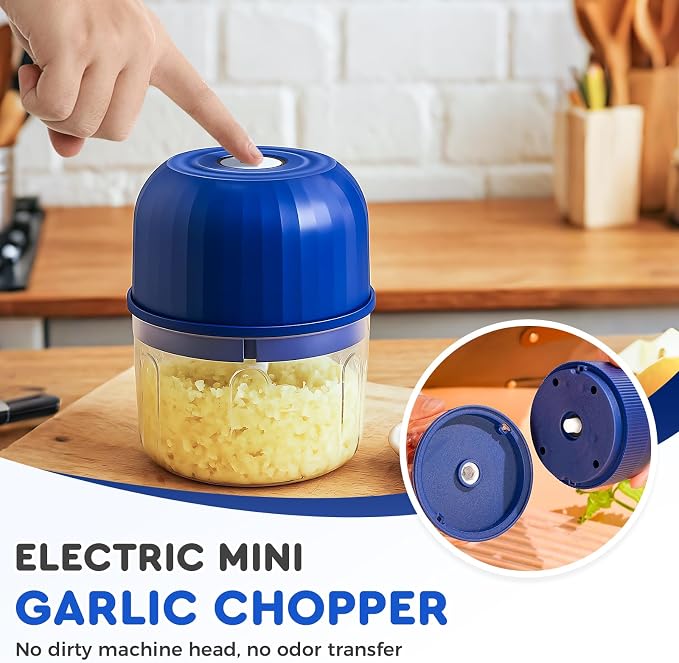 Electric Garlic Chopper, 2026 New Mini Portable Veggie Chopper Garlic Grinder Masher Onion Chopper, Rechargeable Wireless Food Processor for Garlic Onion Ginger Chili Vegetables Meat (Light Green)