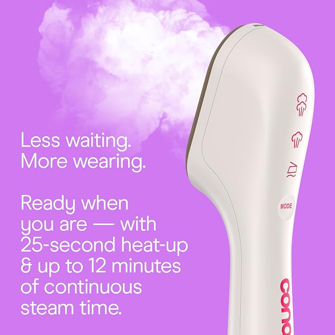 Conair Clothes Steamer, 2-in-1 Travel Steamer/Iron, Anti-Drip, Butter/Berry | Portable handheld garment steamer for clothes w/ iron, quickly removes wrinkles, dual voltage 120-240V & heats in 75 seconds