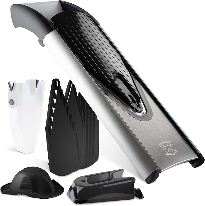 Börner by Reston Lloyd Mandoline Slicer V6 (Professional Set) • Stainless Steel Slicer with V-Blade • Adjustable Kitchen Slicer for Vegetables & Fruits • Various Thicknesses & Grater