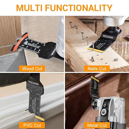 Oscillating Tool Blade, 37PCS Universal Wood Metal Oscillating Multitool Quick Release Saw Blades Fit Porter Cable Black & Decker Rockwell Ridgid Ryobi Milwaukee DeWalt Chicago Craftsman