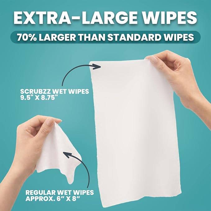 Extra Large Body Wipes for Adults Bathing No Rinse - 80 Ultra Thick Disposable Shower Wipes for Men, Women & Elderly - Great for Gym, Camping, Post Surgery