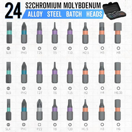 DIY Screwdriver 24 in 1, 2026 Upgrade Multi Bit Magnetic Screwdriver Set Multifunctional Toolbox, 24 in 1 multifunctional household wrench screwdriver tool combination set (1)