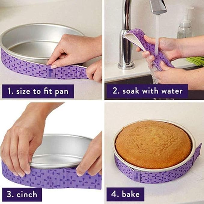 Mity rain 2pcs Cake Strips for Even Baking, Cake Pan Dampen Strips, Super Absorbent Thick Cotton to Keeps Cake More Level, Bake Even Strip Cake Baking Supplies