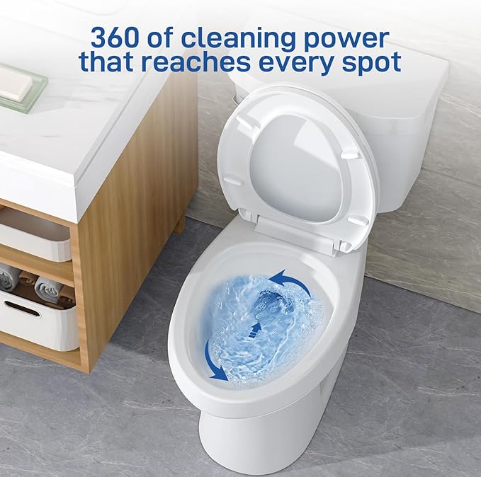 Two-Piece Toilets for Bathrooms, Comfort ADA Height 17.5", Elongated with Under-Locking Lid, Soft Close Seat, Powerful Flush 1.28 GPF