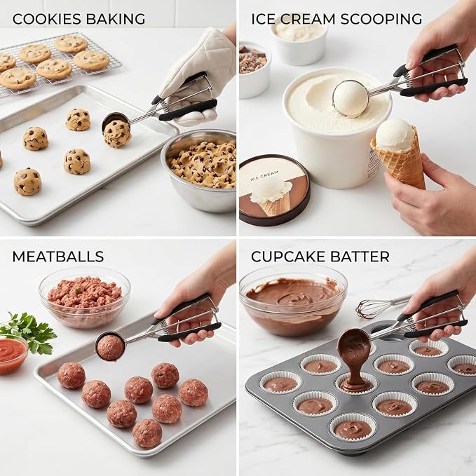 Extra Mini Cookie Scoop for Baking, 1 tsp / 5 ml Cookie Scooper, 18/8 Stainless Steel Cookie Scooper for Baking, Cookie Dough Scoop with Non-slip Grip (#110 25mm)