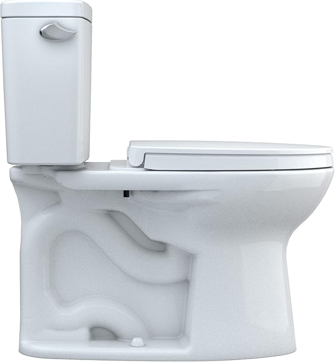 TOTO Drake Two-Piece Elongated 1.28 GPF Universal Height TORNADO FLUSH Toilet with CEFIONTECT and SoftClose Seat, WASHLET+ Ready, Cotton White - MS776124CEFG#01
