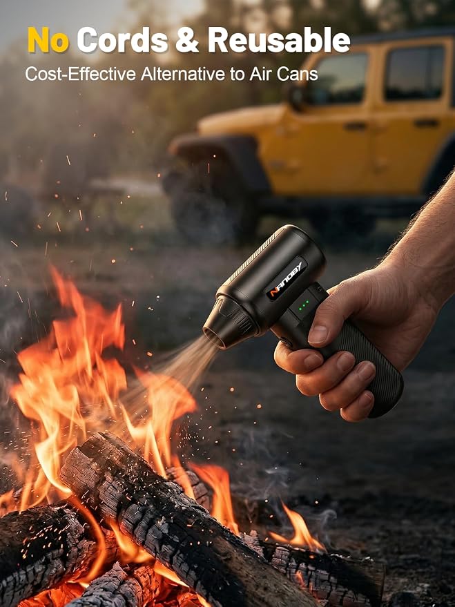 X213 Compressed Air Duster, 130000RPM, 3-Speed Adjustable, Electric | Mini Air Blower, Rechargeable, 4 Nozzles, Cordless, 0.5lb Portable, for Computer, Keyboard, House, Outdoor and Car