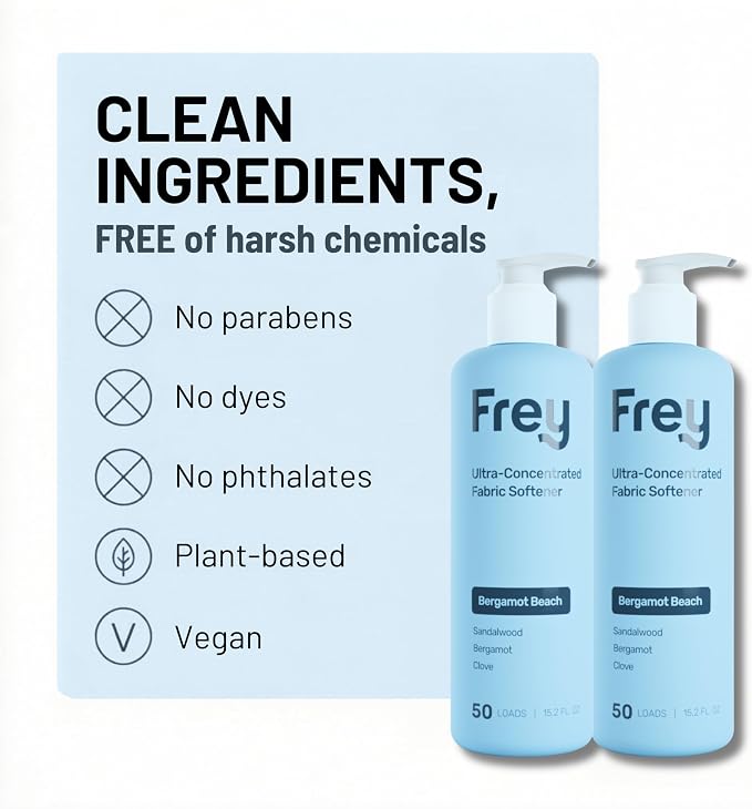 FREY Plant-Powered Fabric Softener, 2-Pack, Bergamot Beach
