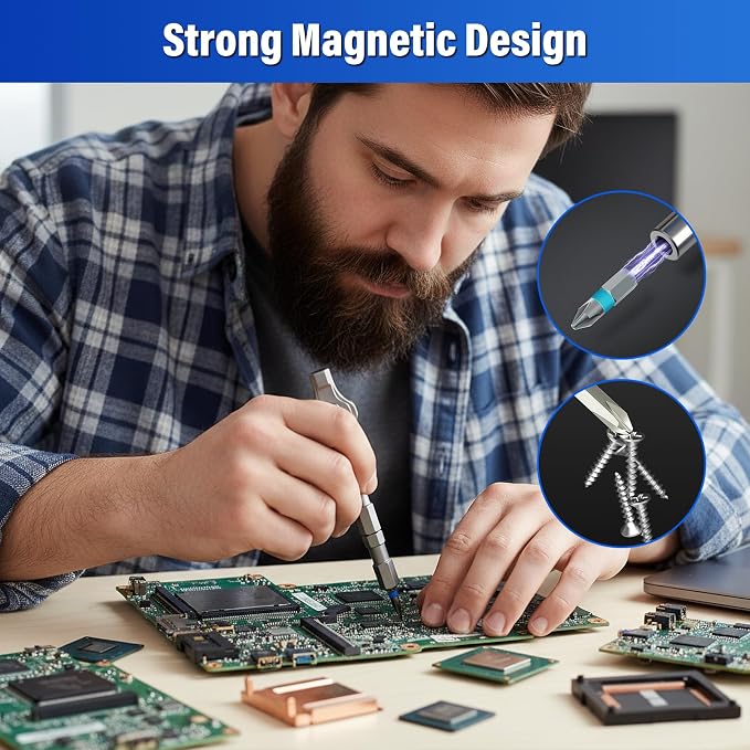24 in 1 Magnetic Screwdriver Set, Precision Mini Screwdriver Set with S2 Steel Bits & Aluminum Handle, Compact Repair Tool Kit for PC, Laptop, Electronics, Bicycle, Furniture & DIY