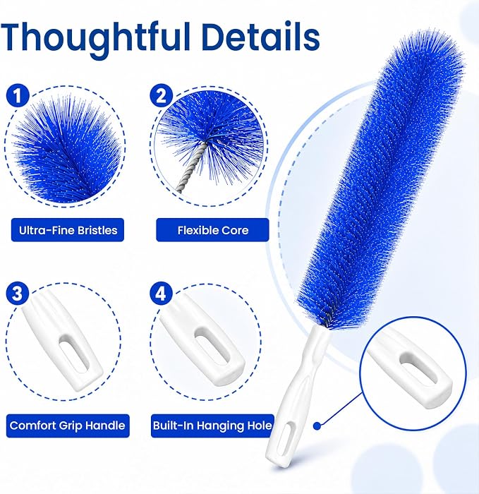 Fan Cleaning Brush, Bendable Dust Remover for AC Vent Grilles, Window Tracks, Keyboards and Narrow Spaces (2)