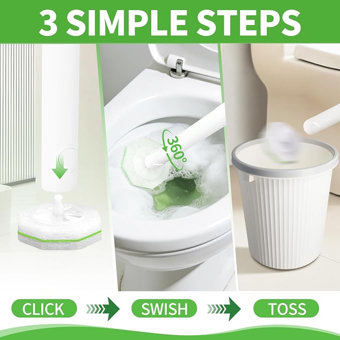 80 Count Toilet Bowl Wand Refills for Clorox, Disposable Toilet Brush | Compatible with Clorox Toilet System, Pre-Loaded Cleaner, 3-Layer Scrub Pads, 4X Cleaning Power , Light Scent