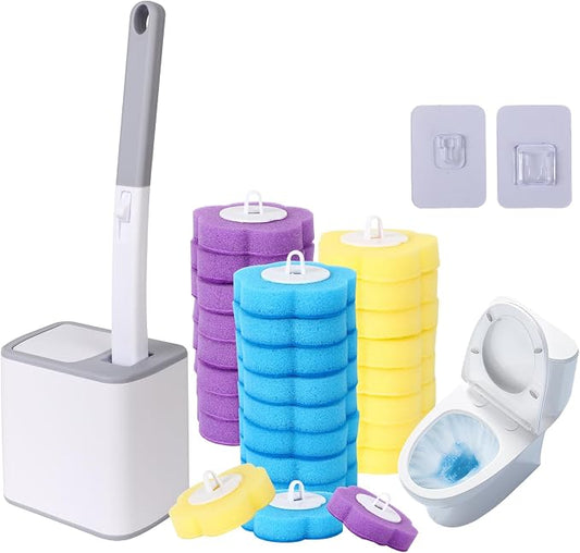 Disposable Toilet Brush with 24 Toilet Wand Refills，Powerful Cleaning | Toilet Bowl Cleaning System,,Disposable Toilet Cleaner,for Toilet Bowl Cleaners,Bathroom Cleaning