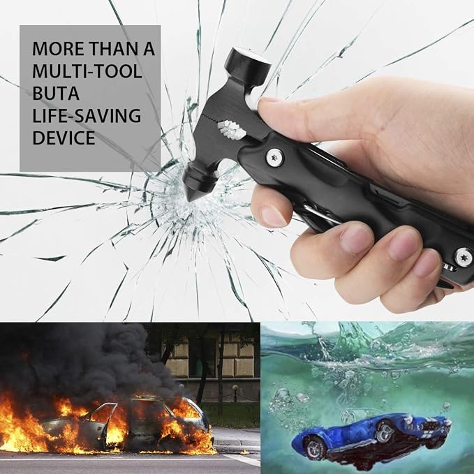 Survival Hammer Multitool 12 in 1, Gifts for Men, Stocking Stuffers for Men | White Elephant Gifts,Birthday Gifts for Husband Boyfriend, Cool Gadgets Tool for Camping Hiking Outdoor (Survival Hammer)