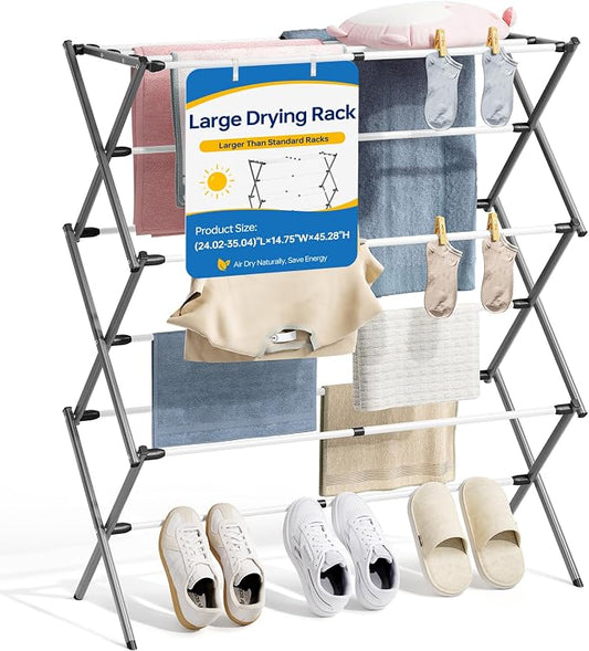 PEXCHASER Oversized Clothes Drying Rack, 45.28"H × 14.57"D