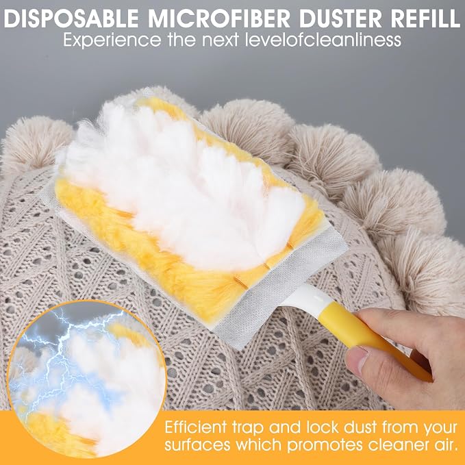 120 Pcs Duster Refills, Electrostatic Disposable Dusters Refills Compatible with Duster, Bulk Heavy Duty Dusters Refill for Blinds Ceiling Fans Furniture Multi-Surface Dusting