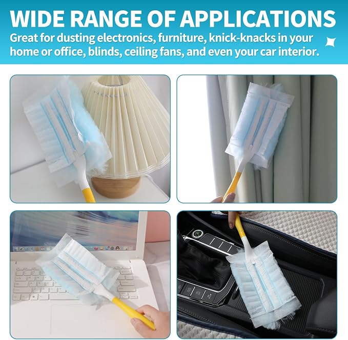 Disposable Microfiber Feather Duster Refills, Multi-Surface Duster Compatible with Swiffer Dusters Handle, 30 Count, Unscented