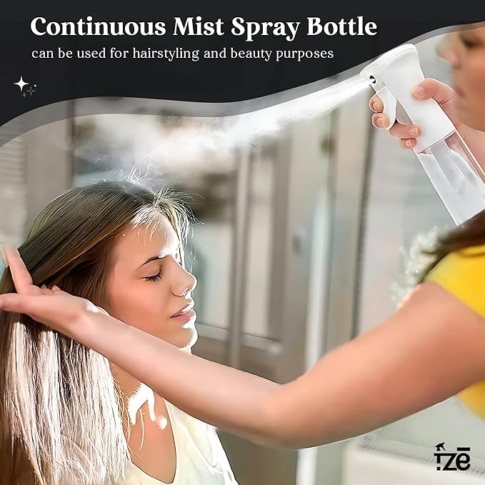 FZE® 300ml Spray Bottle Pack Of 1 - Fine Mist for Hair, Plants, Cleaning & Skincare- Continuous Spray Bottle for Gardening, Plants, Cleaning, and Misting