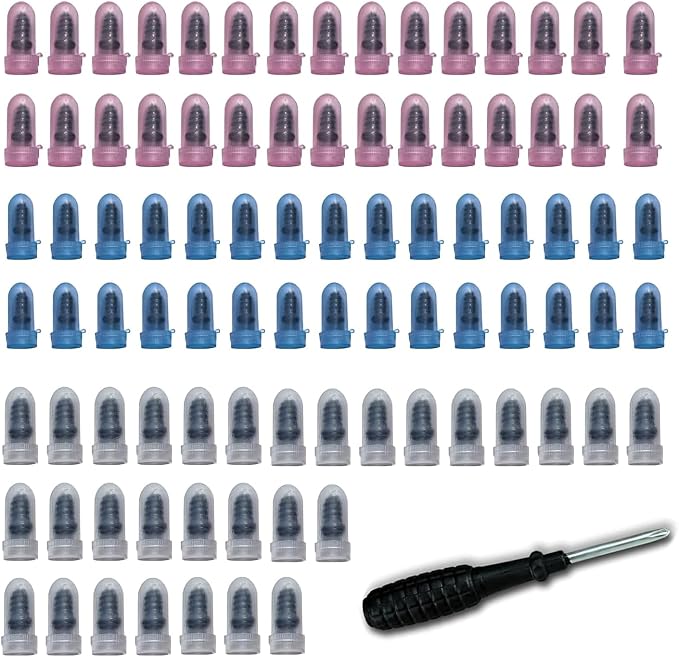 101 PCS Tire Repair Rubber Nail, 3 Size Vacuum Tire Repair Kits Spiral Rubber Screws, Fast Self-Service Tool for Car, Truck, Motorcycle, Tractor Tire Puncture Repair (Black)