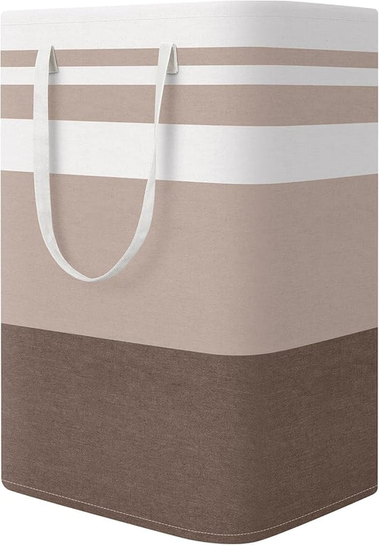 StorageRight Laundry Basket Hamper, 75L Collapsible Clothes Storage, Khaki | Freestanding Clothes Hampers, Foldable design, with Easy Carry Handles, For Laundry, Bedroom, Dorm, Clothing, Towels, Toys