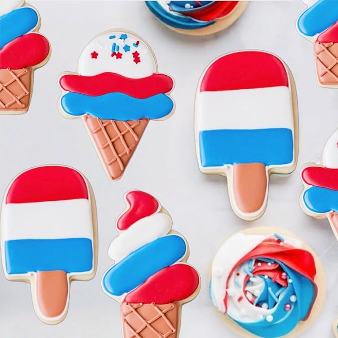 JOB JOL Summer Cookie Cutters 4 PCS, 3'' to 4'', Ice Cream, Popsicle, Cupcake