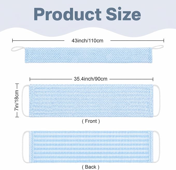 Yiclick Dual-Textured Exfoliating Washcloth Towel - Back Scrubber for Use in Shower Bath, Exfoliating Body Scrubber Exfoliator, Japanese Exfoliate Loofah Lufa Sponge Wash Cloth for Women Men