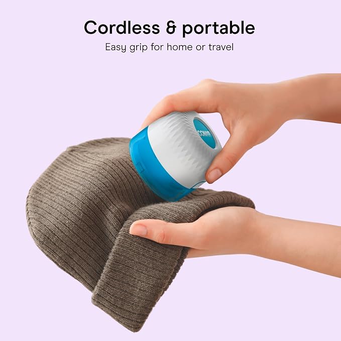 Conair Electric Fabric Shaver & Lint Remover, Cordless, 2.25" Surface | Extra-large lint shaver depills and removes fuzz from all fabrics, stainless steel blades, 3 adjustable depth settings