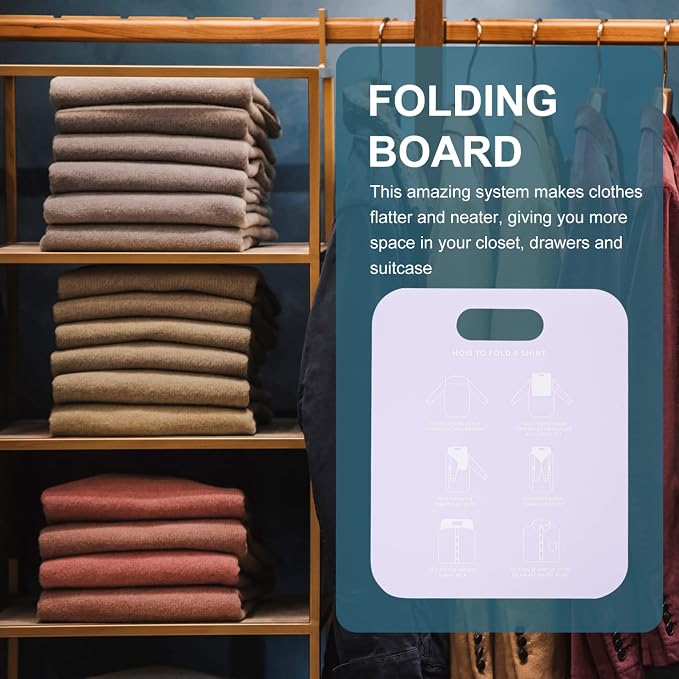 VICASKY 2Pcs Shirt Folding Board - Shirts Clothes Folder Plastic Laundry Folders Folding Boards Helper Tool for Home Laundry Room Folding T Shirts Dress Shirts